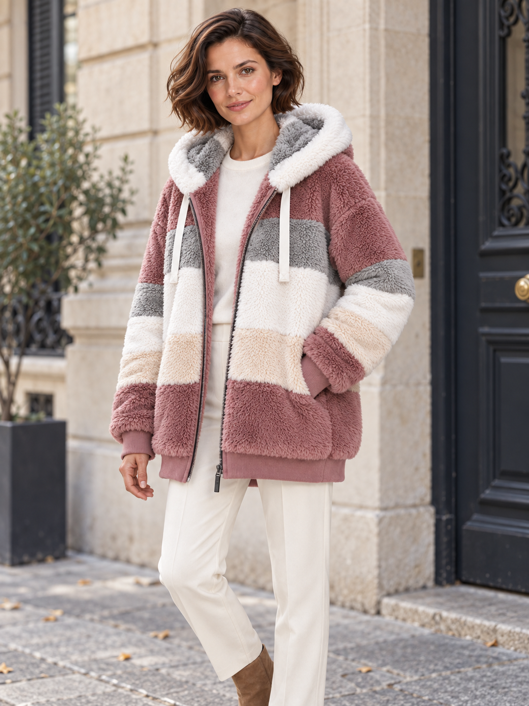 Veste à capuche aspect polaire — Célestine