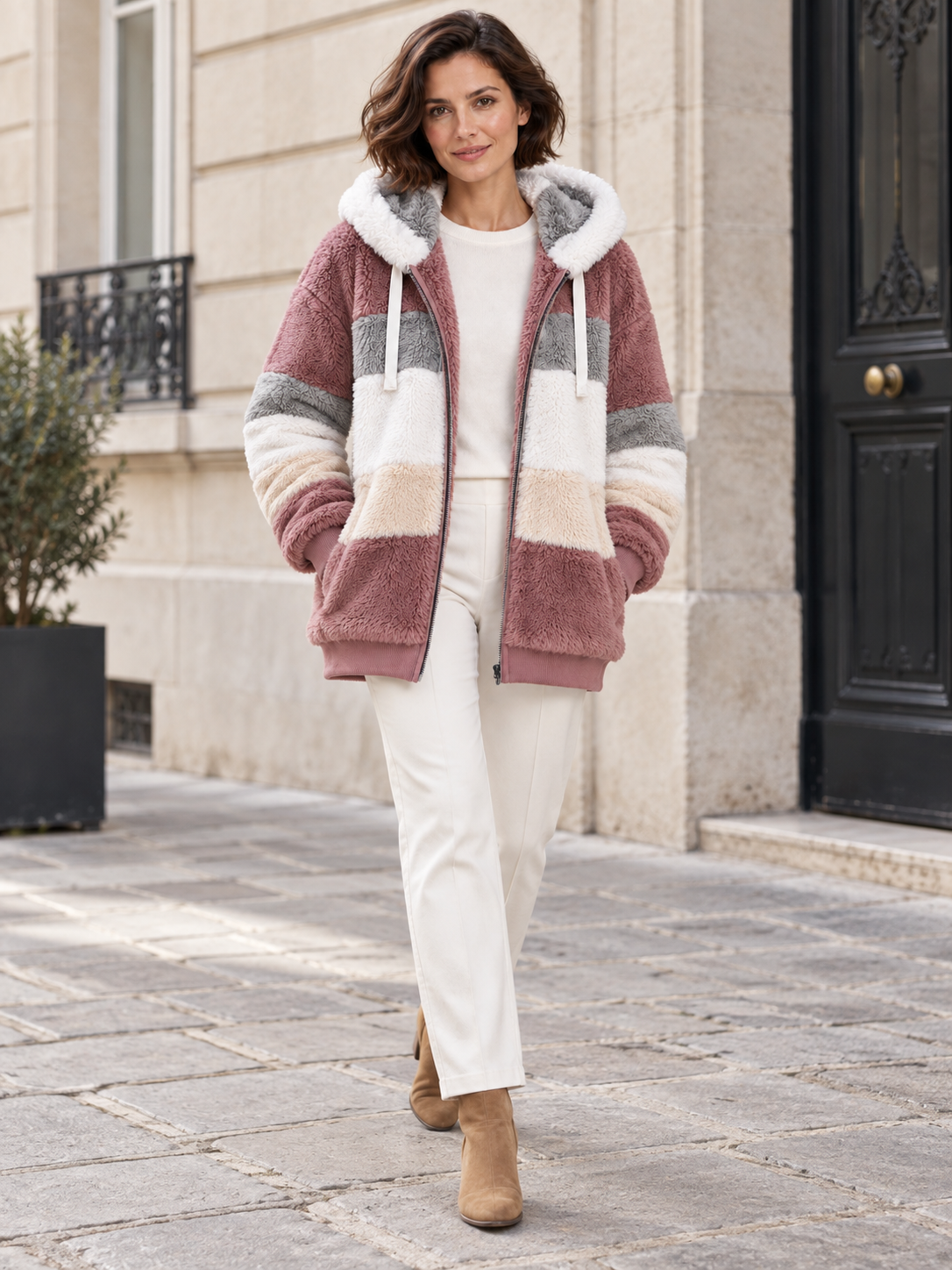 Veste à capuche aspect polaire — Célestine