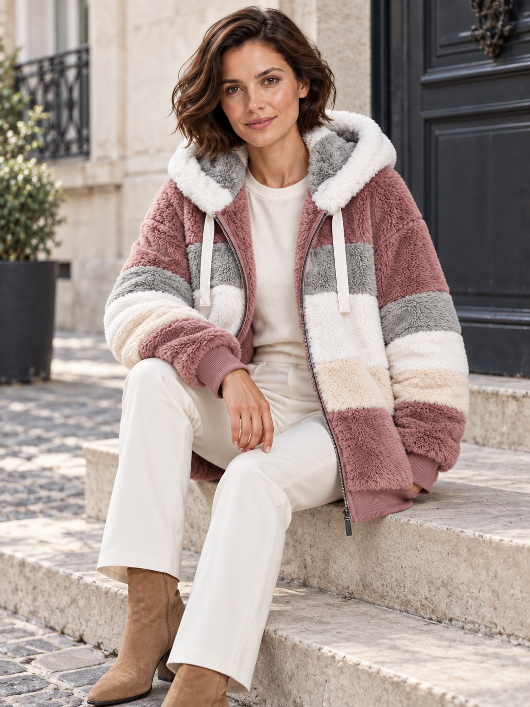 Veste à capuche aspect polaire — Célestine