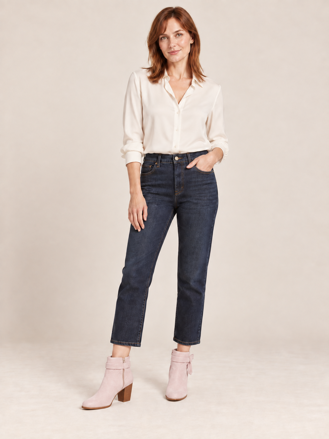 Stivaletti in suede con fiocco laterale — Lucile