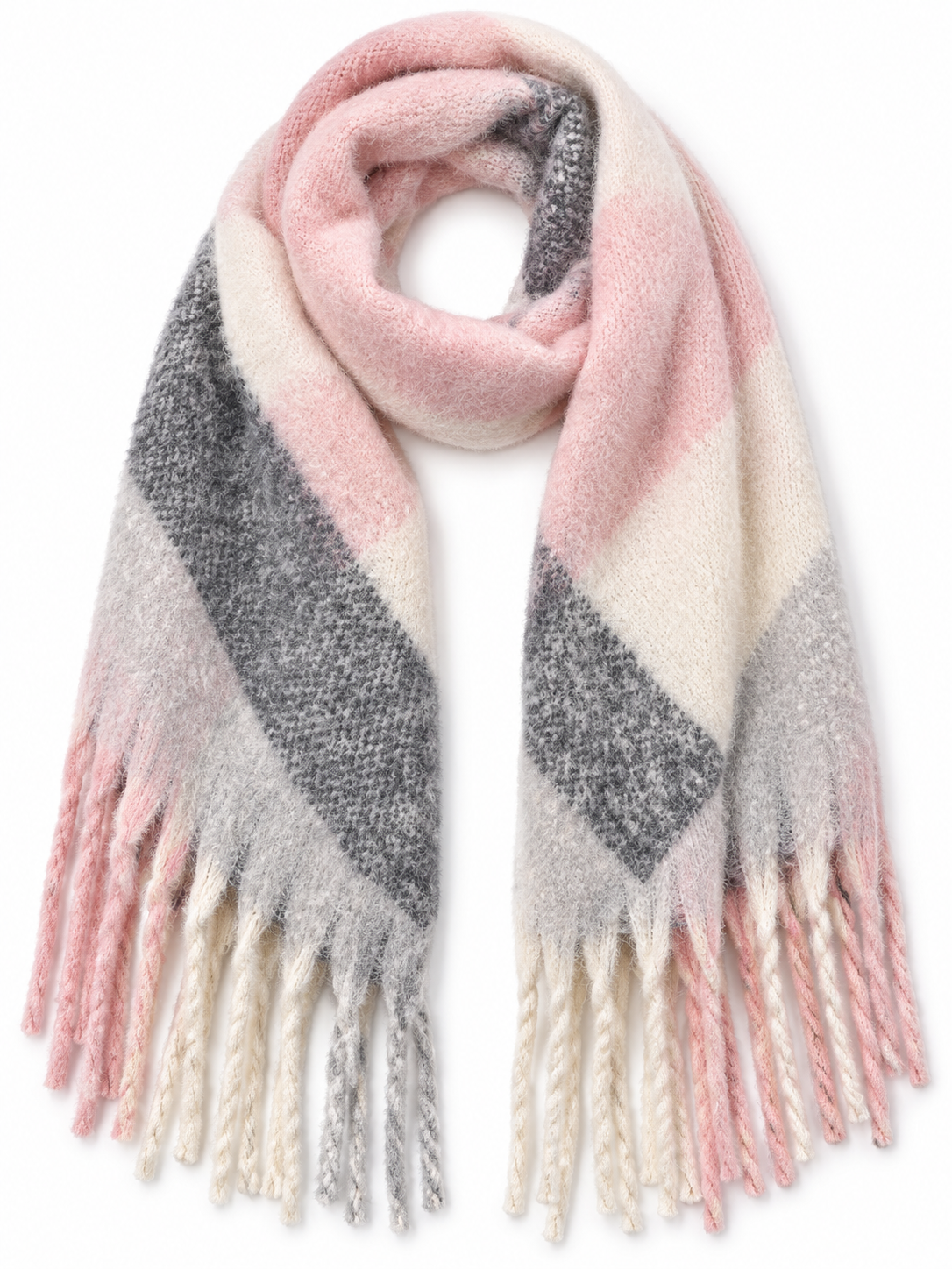 Sciarpa a quadri e texture bouclé — Maïwenn