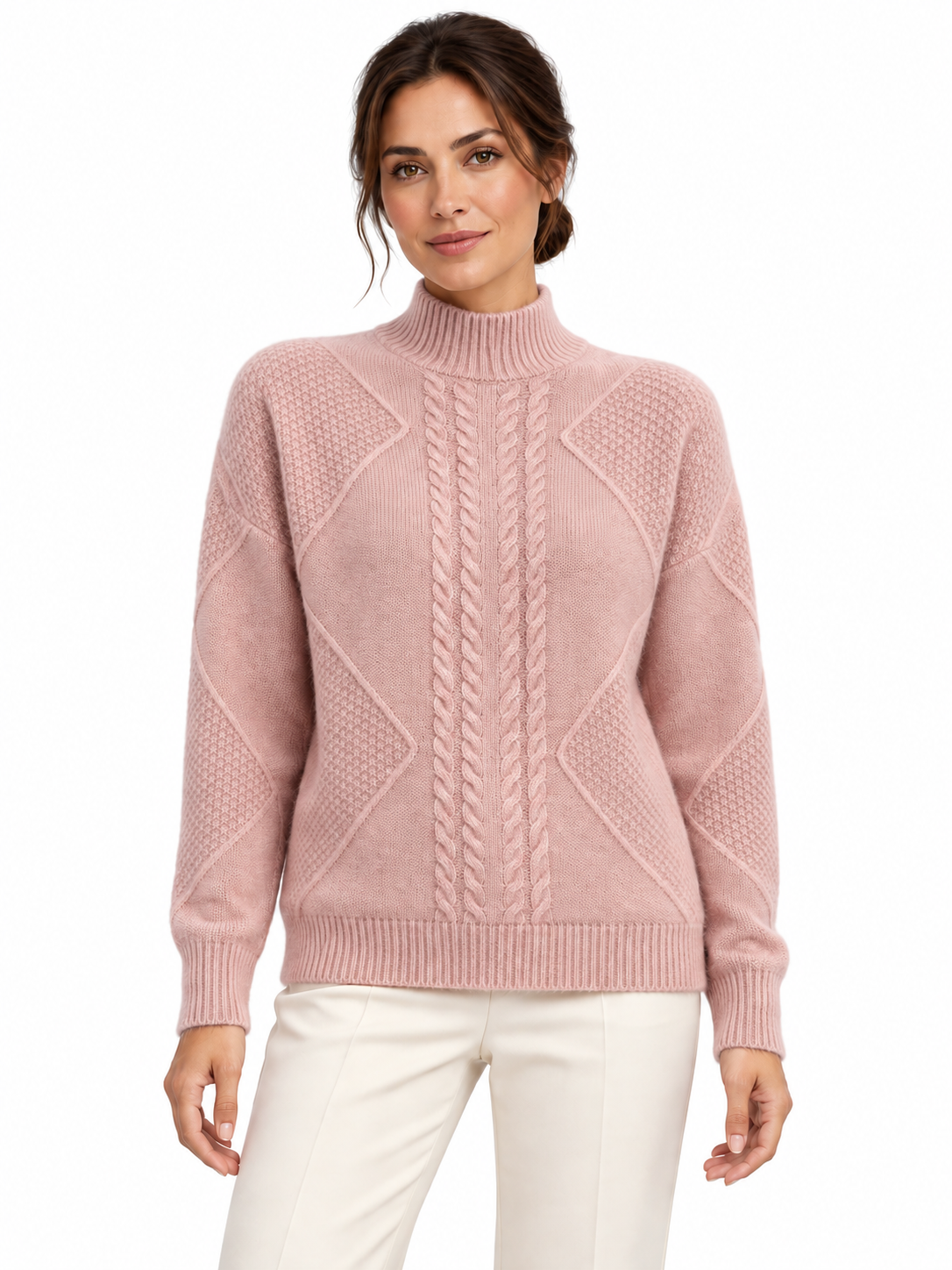 Pull en laine à motifs et col montant — Margot