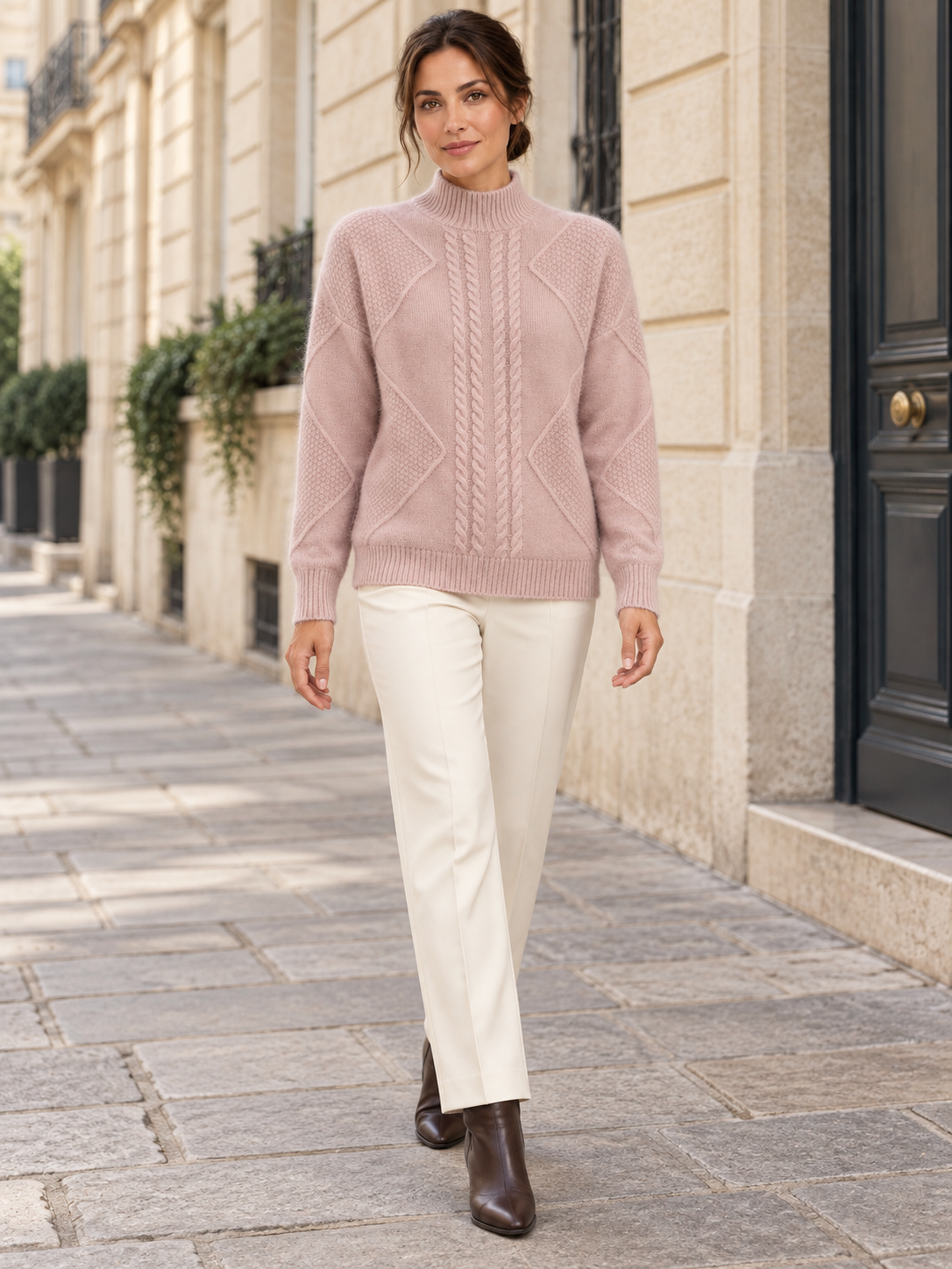 Pull en laine à motifs et col montant — Margot