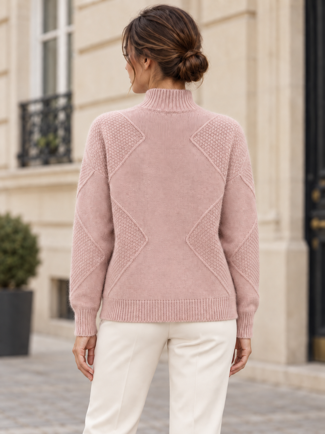 Pull en laine à motifs et col montant — Margot