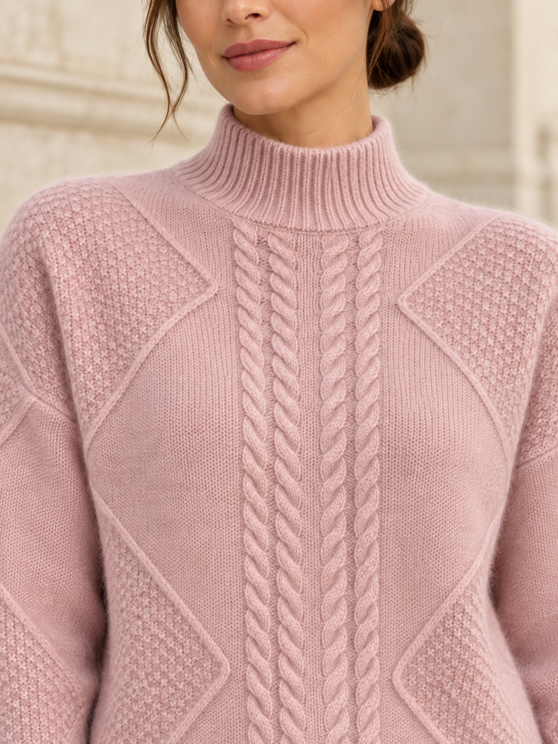 Pull en laine à motifs et col montant — Margot