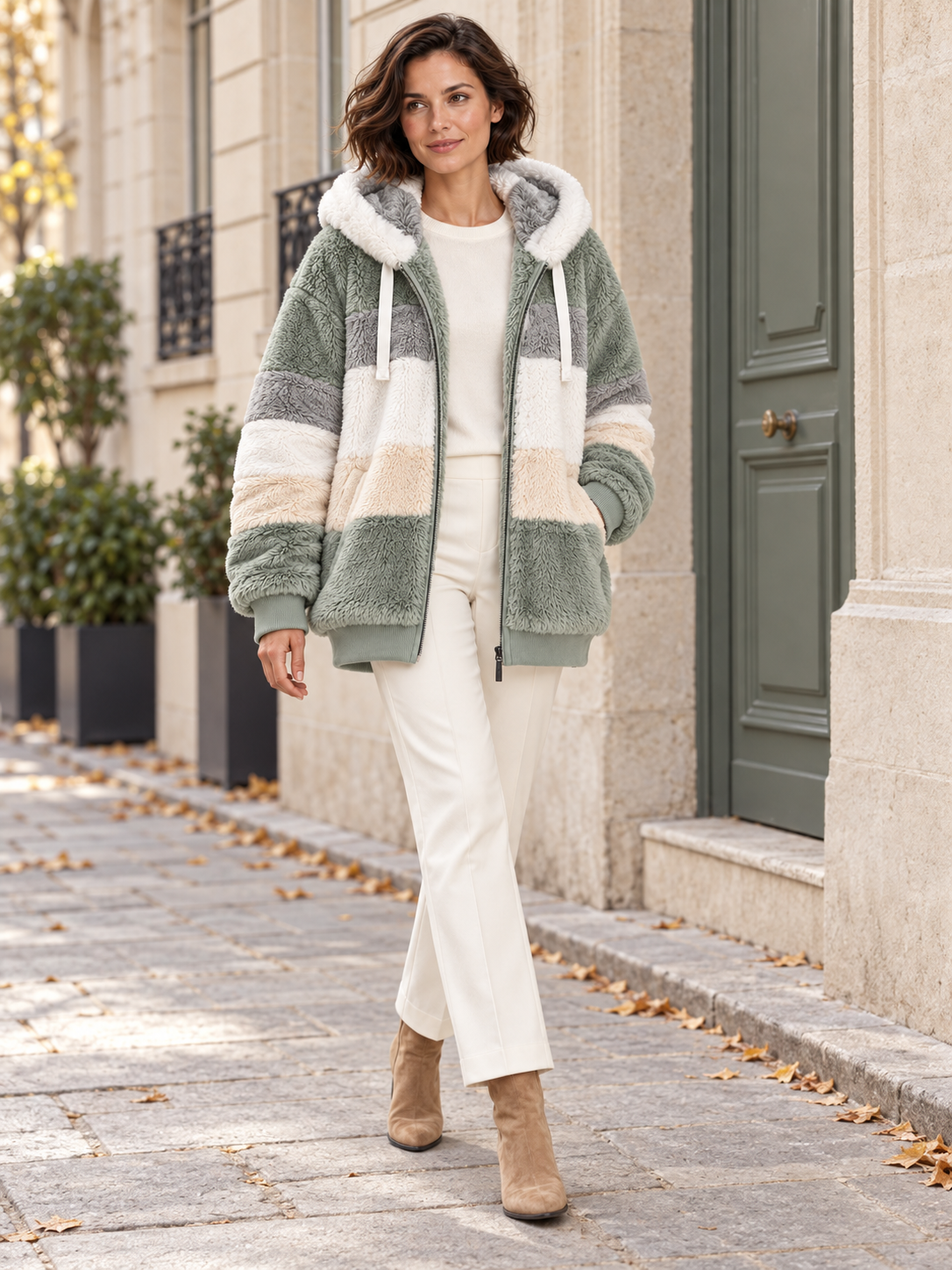 Veste à capuche aspect polaire — Célestine