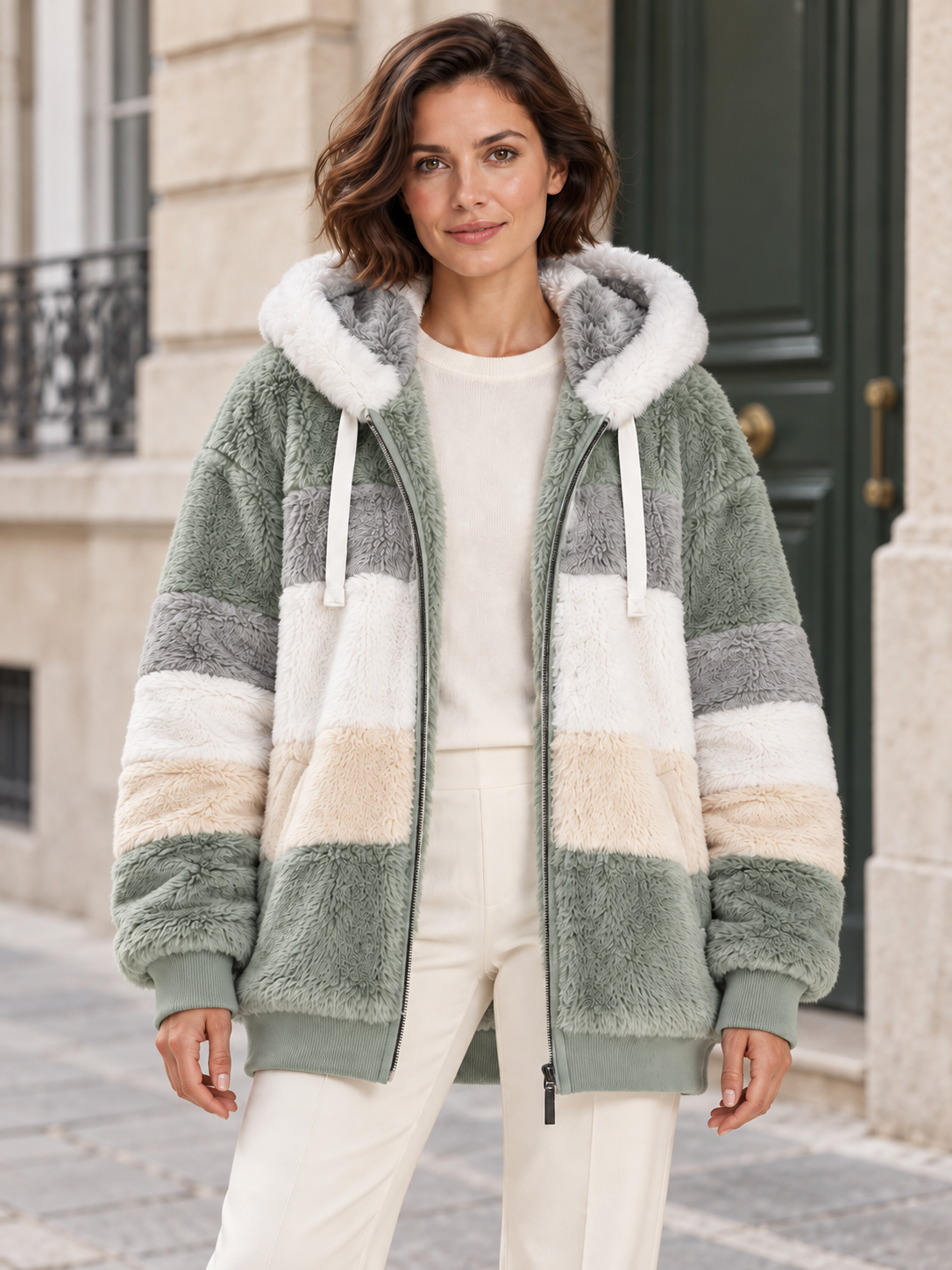 Veste à capuche aspect polaire — Célestine