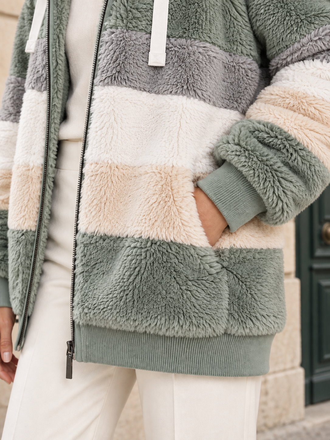 Veste à capuche aspect polaire — Célestine