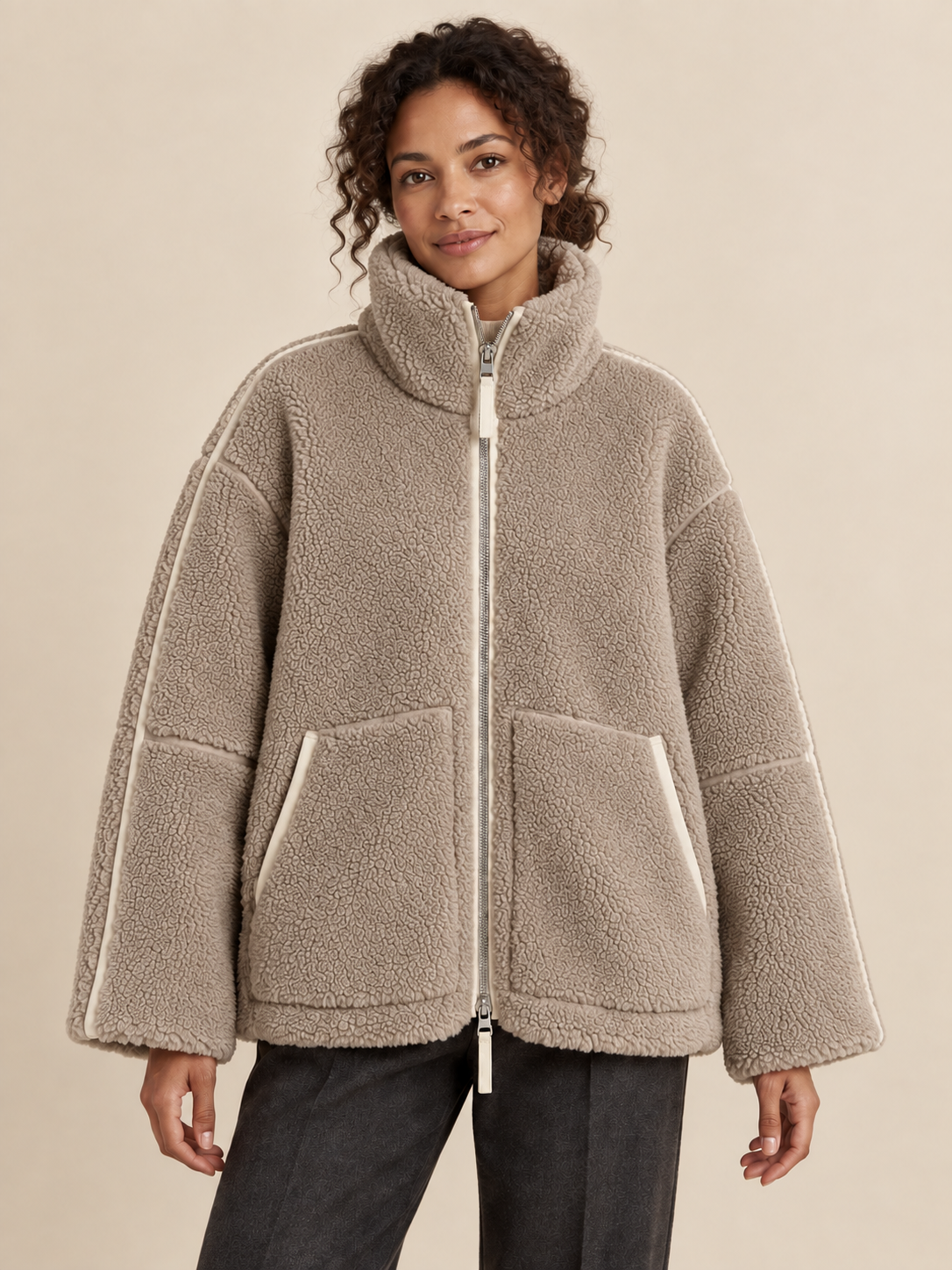 Veste teddy zippée à col montant — Octavie