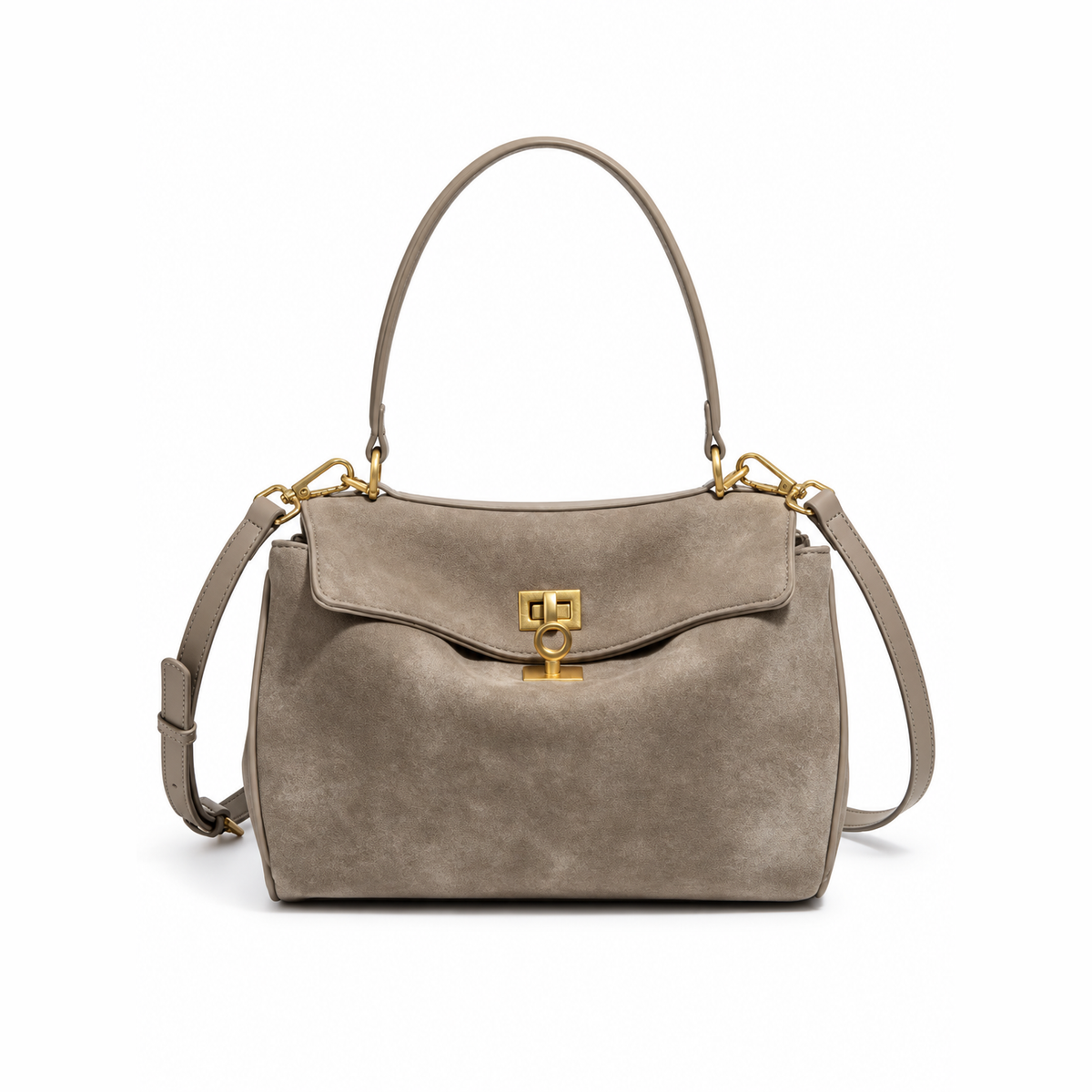 Sac en daim à fermoir doré — Faustine
