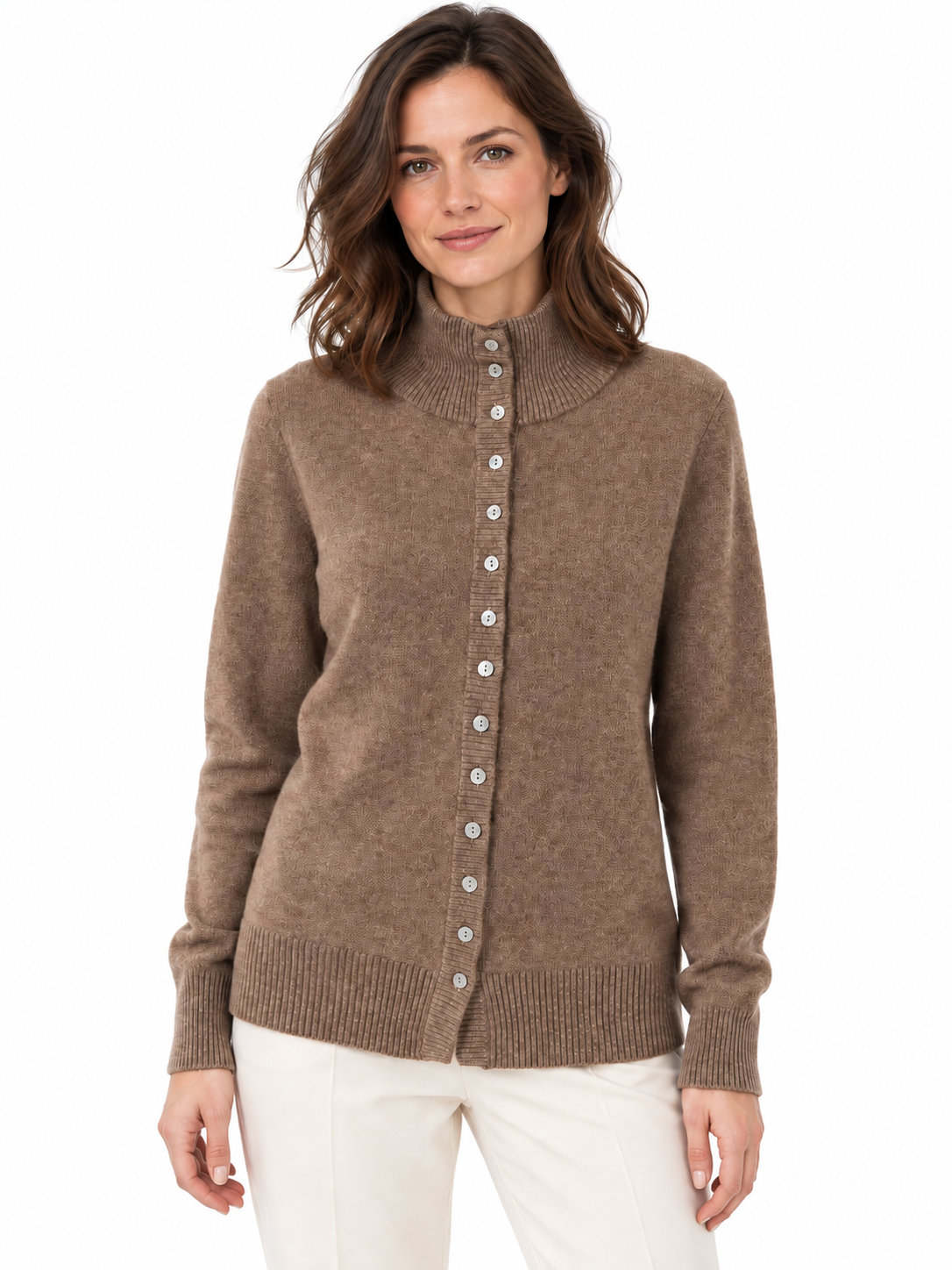 Cardigan à col montant et petits boutons — Alice