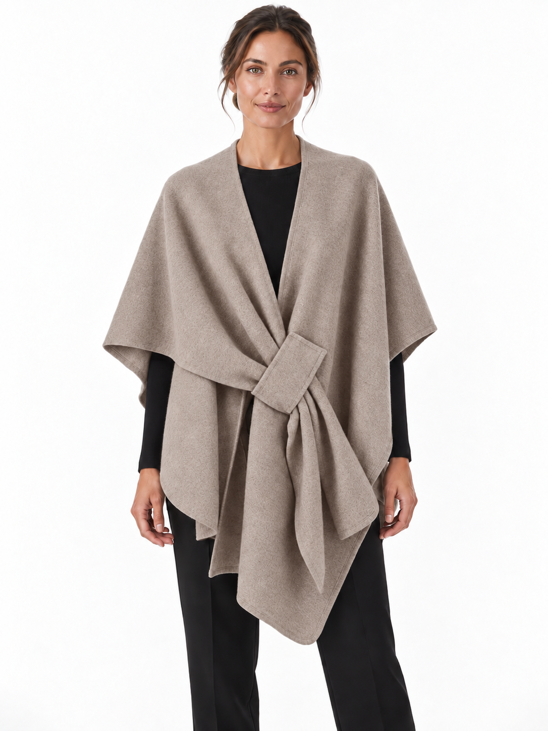Poncho-châle en coton à passant — Agathe