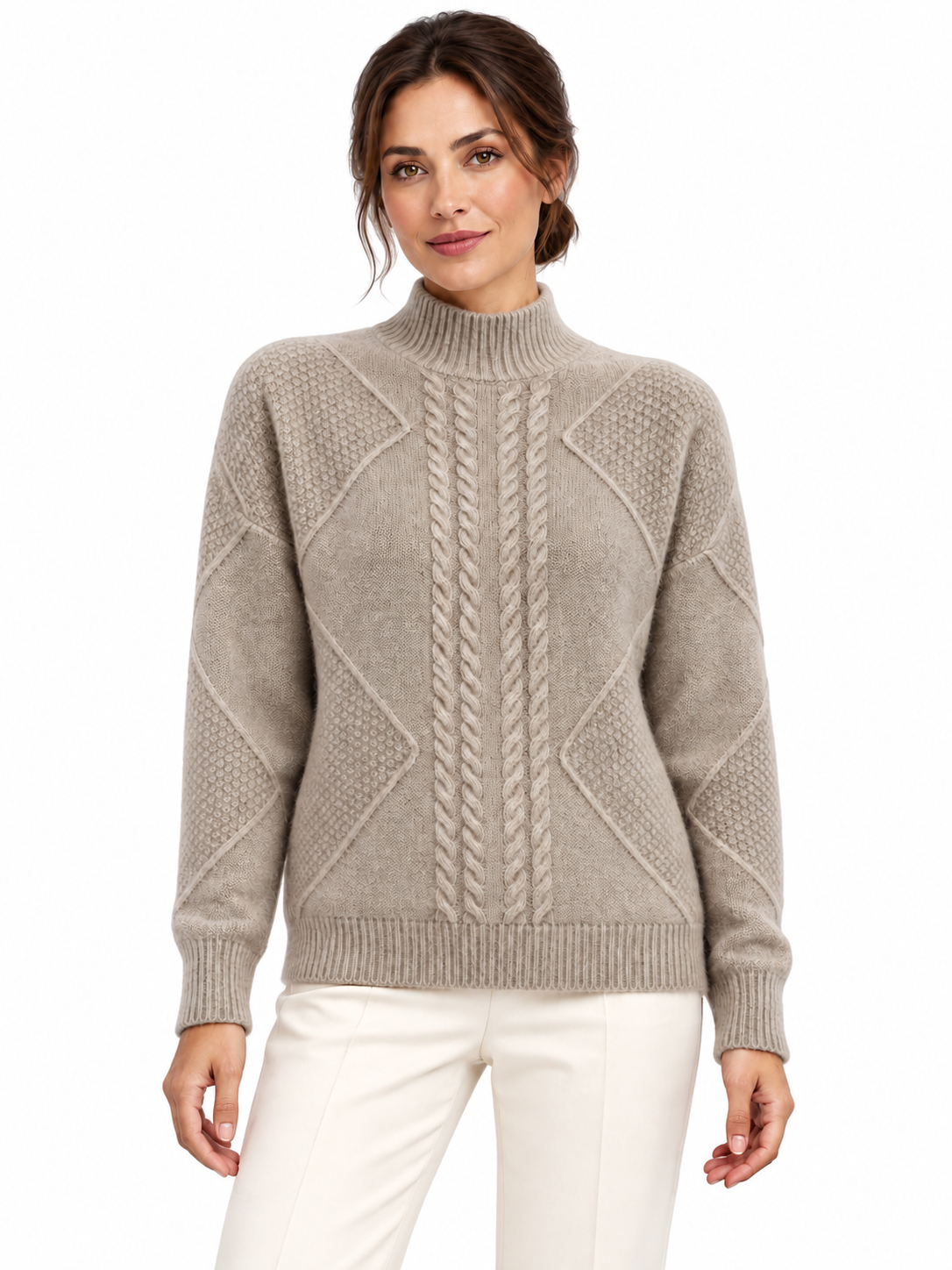 Pull en laine à motifs et col montant — Margot