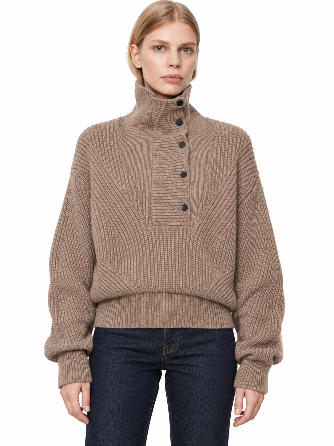 Pull en laine à col montant boutonné — Céline