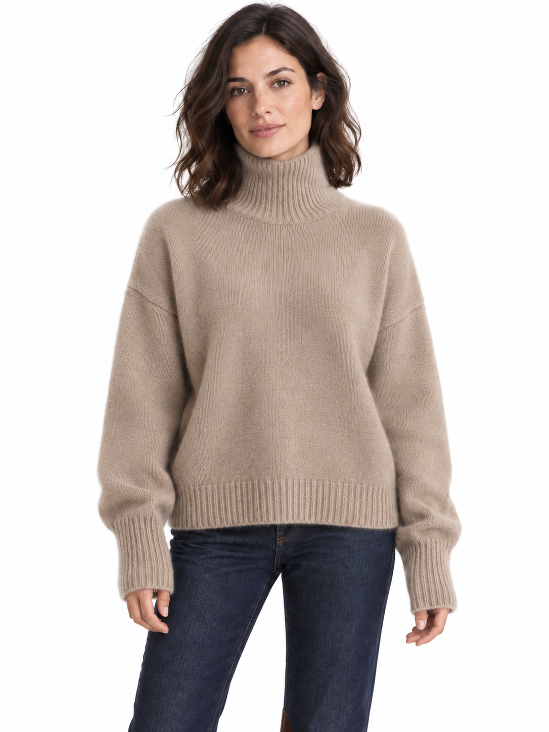 Pull en laine à col montant et poignets longs — Louise