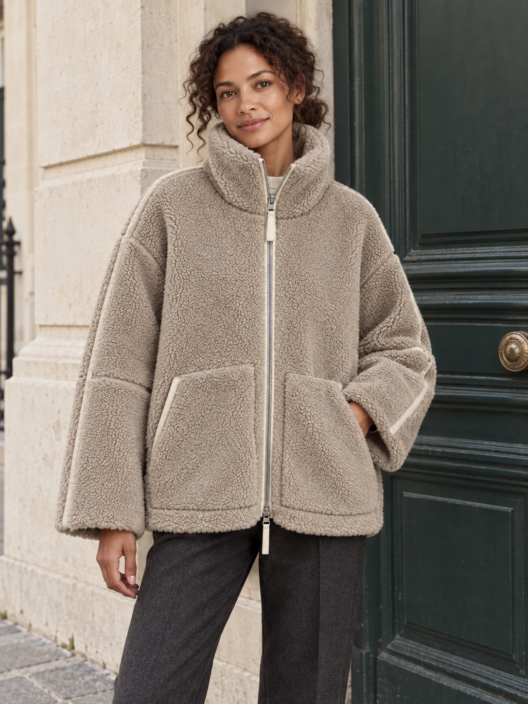 Veste teddy zippée à col montant — Octavie