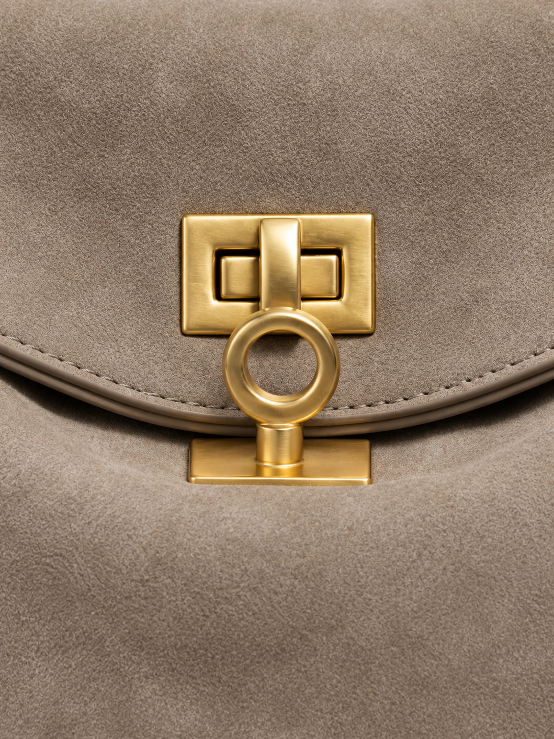 Faustine — Suede bag with gold-tone clasp