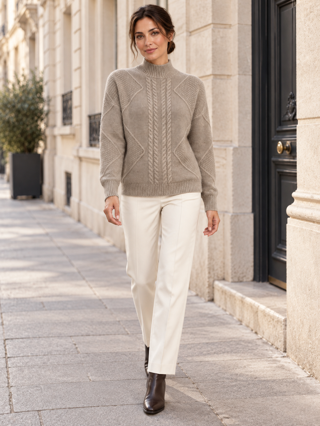 Pull en laine à motifs et col montant — Margot