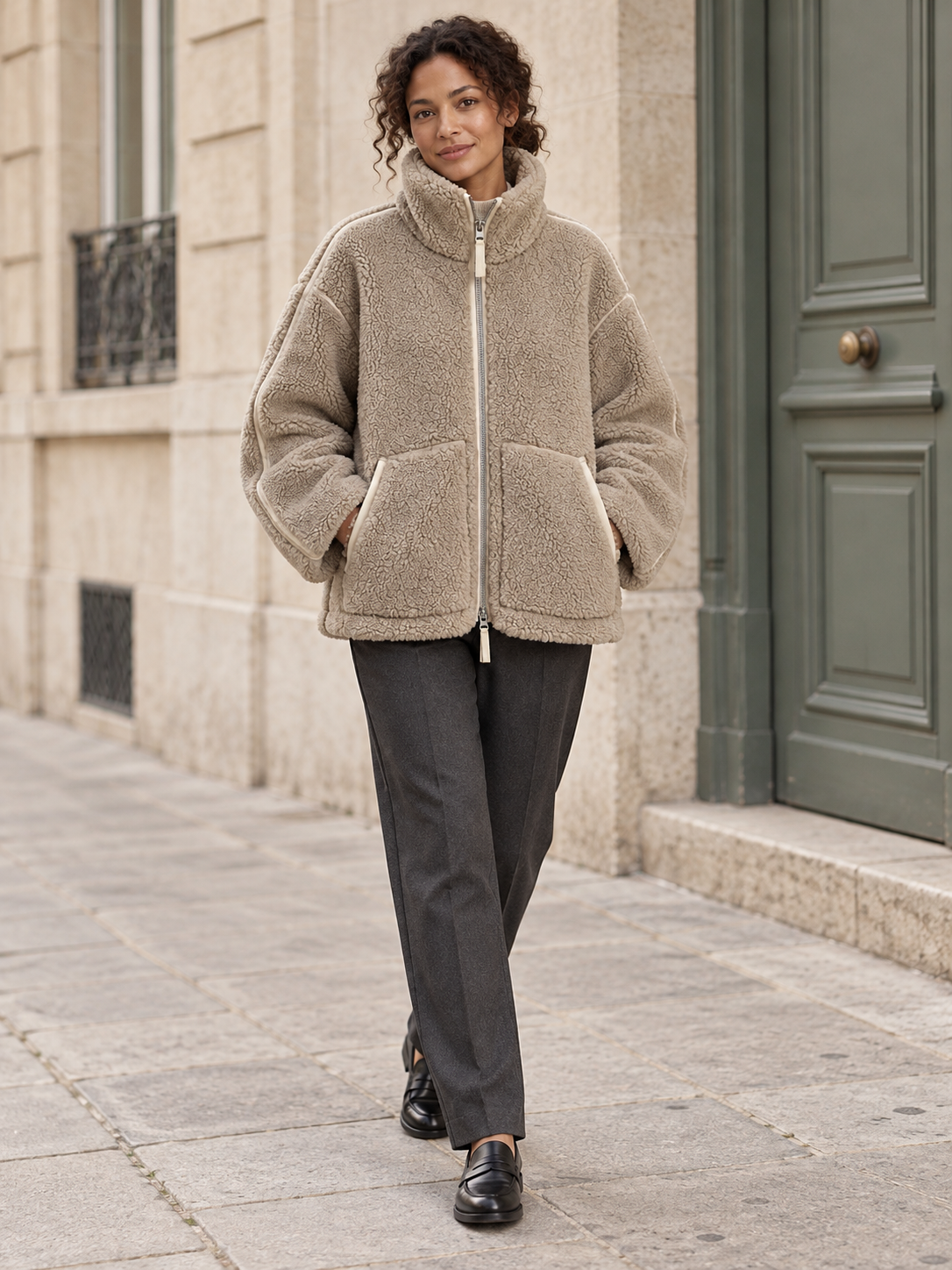 Veste teddy zippée à col montant — Octavie