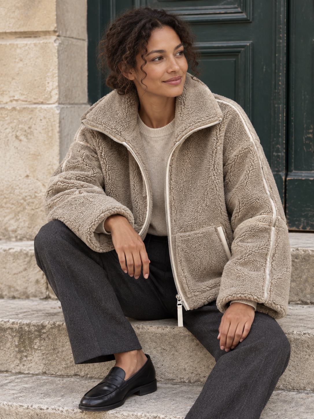 Veste teddy zippée à col montant — Octavie