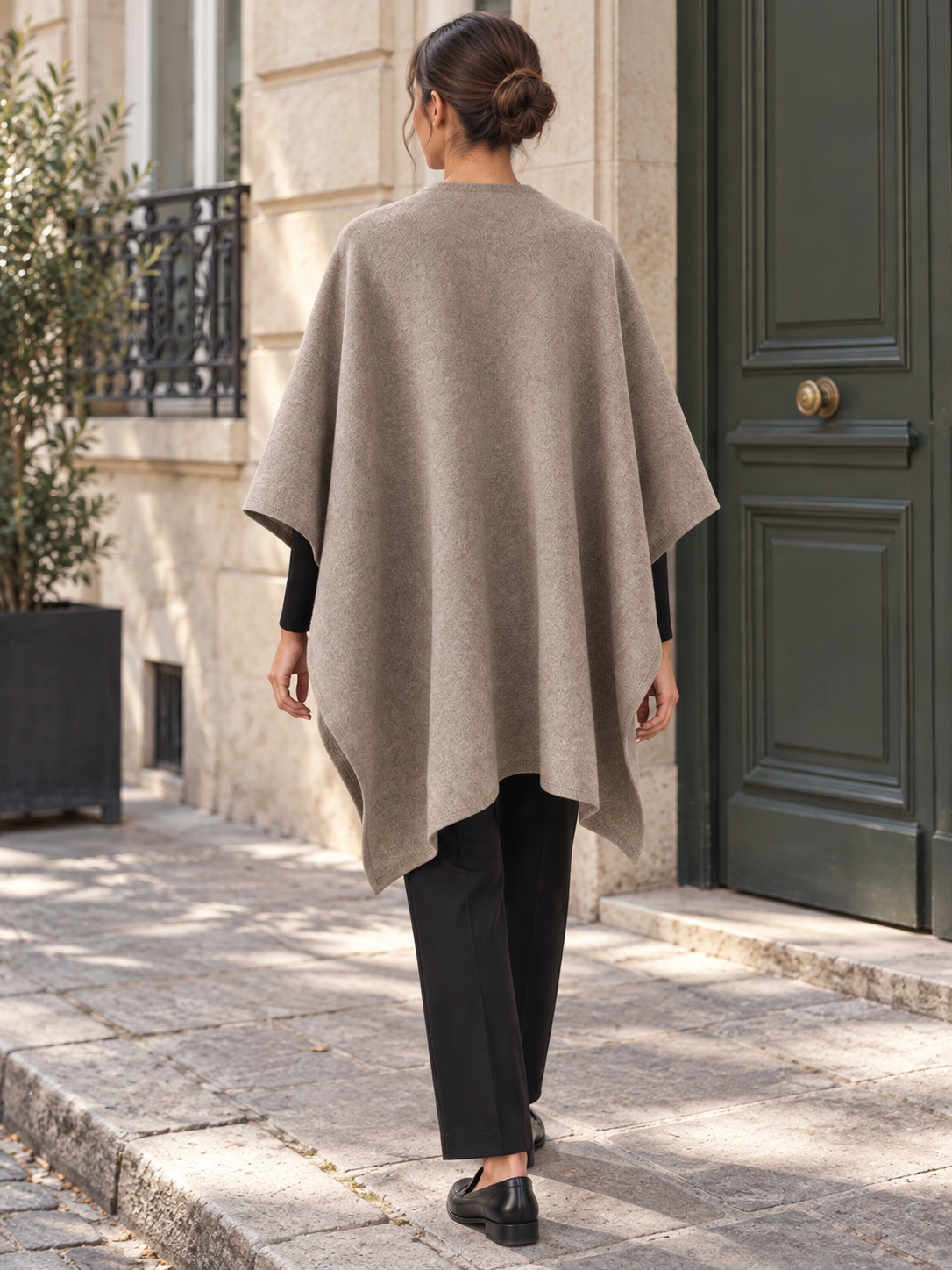Poncho-châle en coton à passant — Agathe
