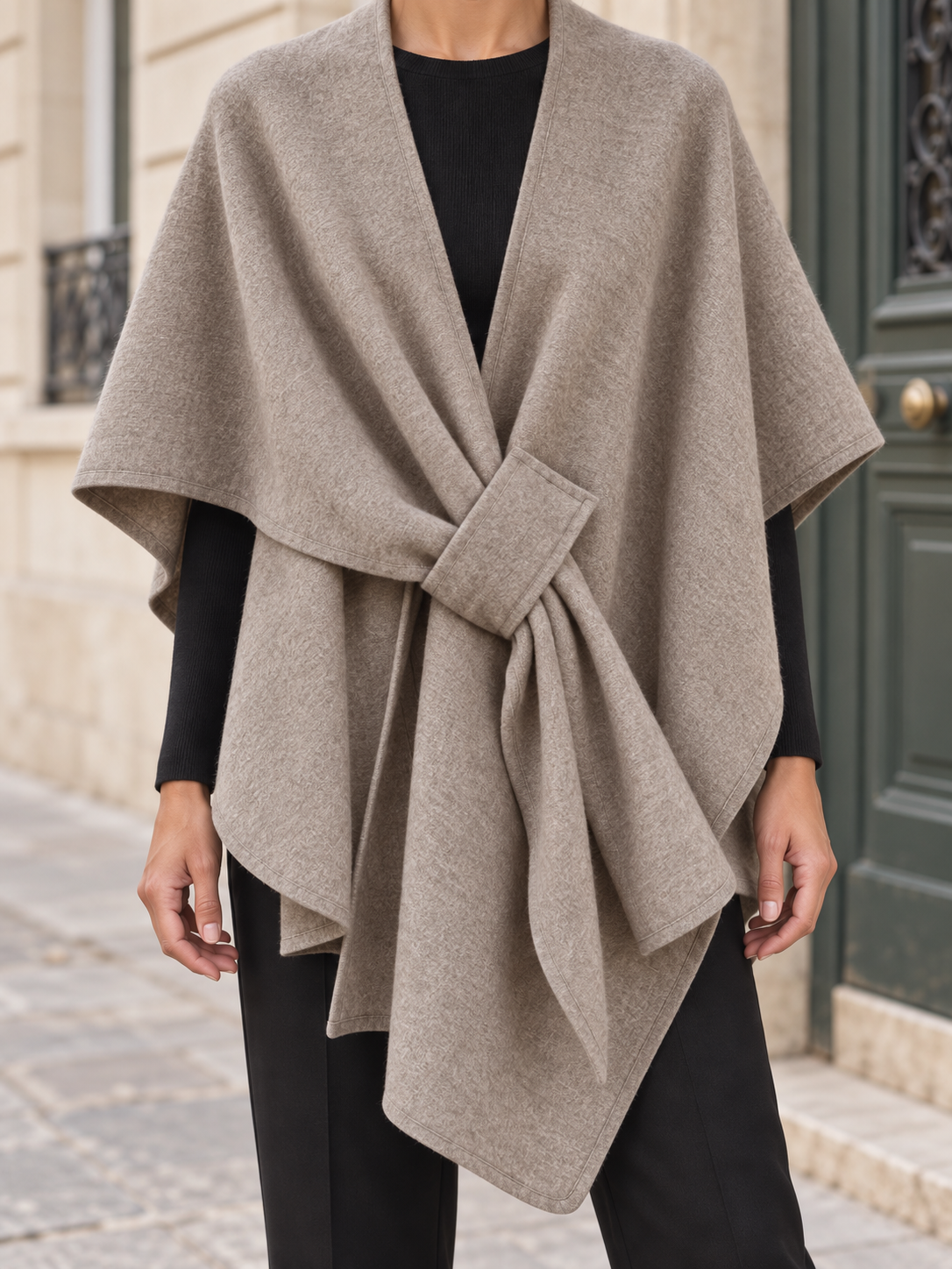 Poncho-châle en coton à passant — Agathe