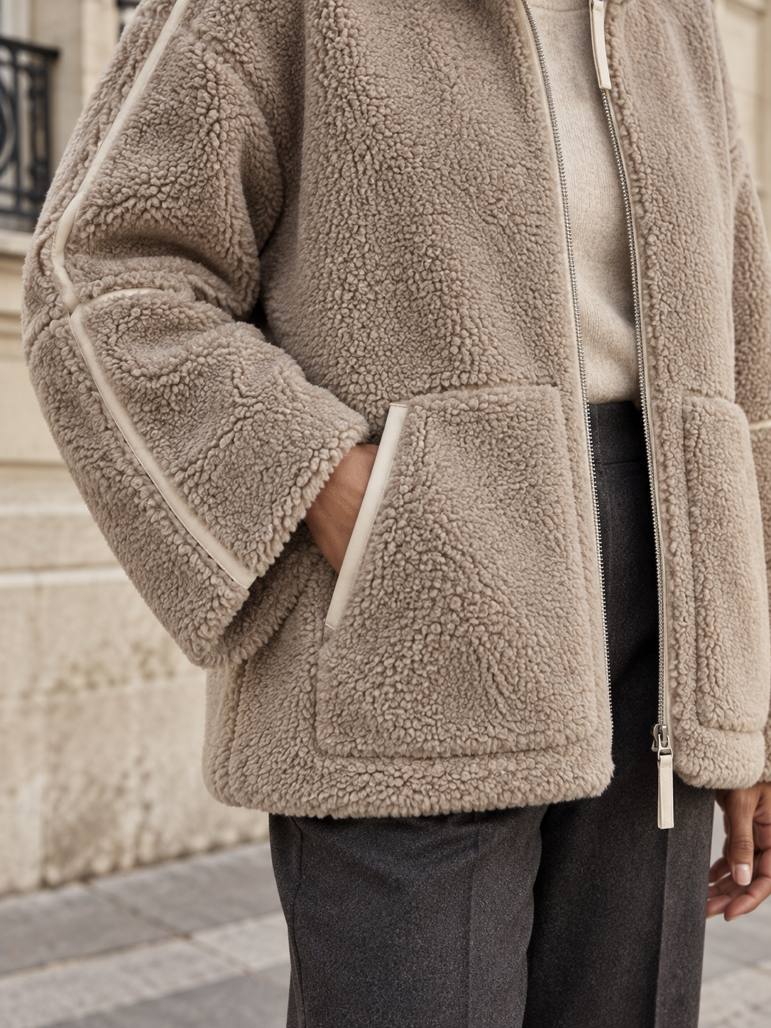 Veste teddy zippée à col montant — Octavie