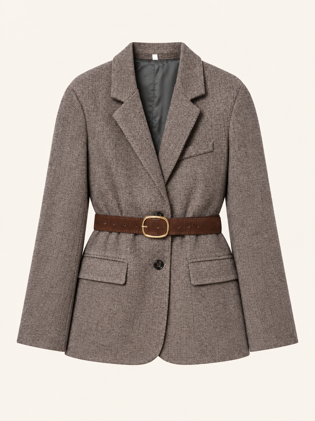 Adélaïde — Herringbone wool blazer with belt