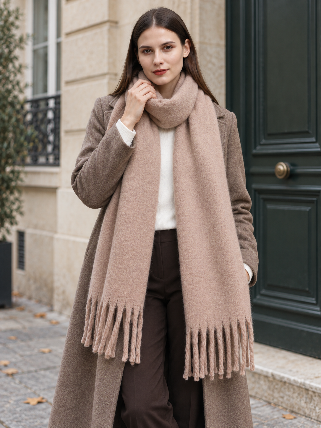 Écharpe unie à longues franges — Éline