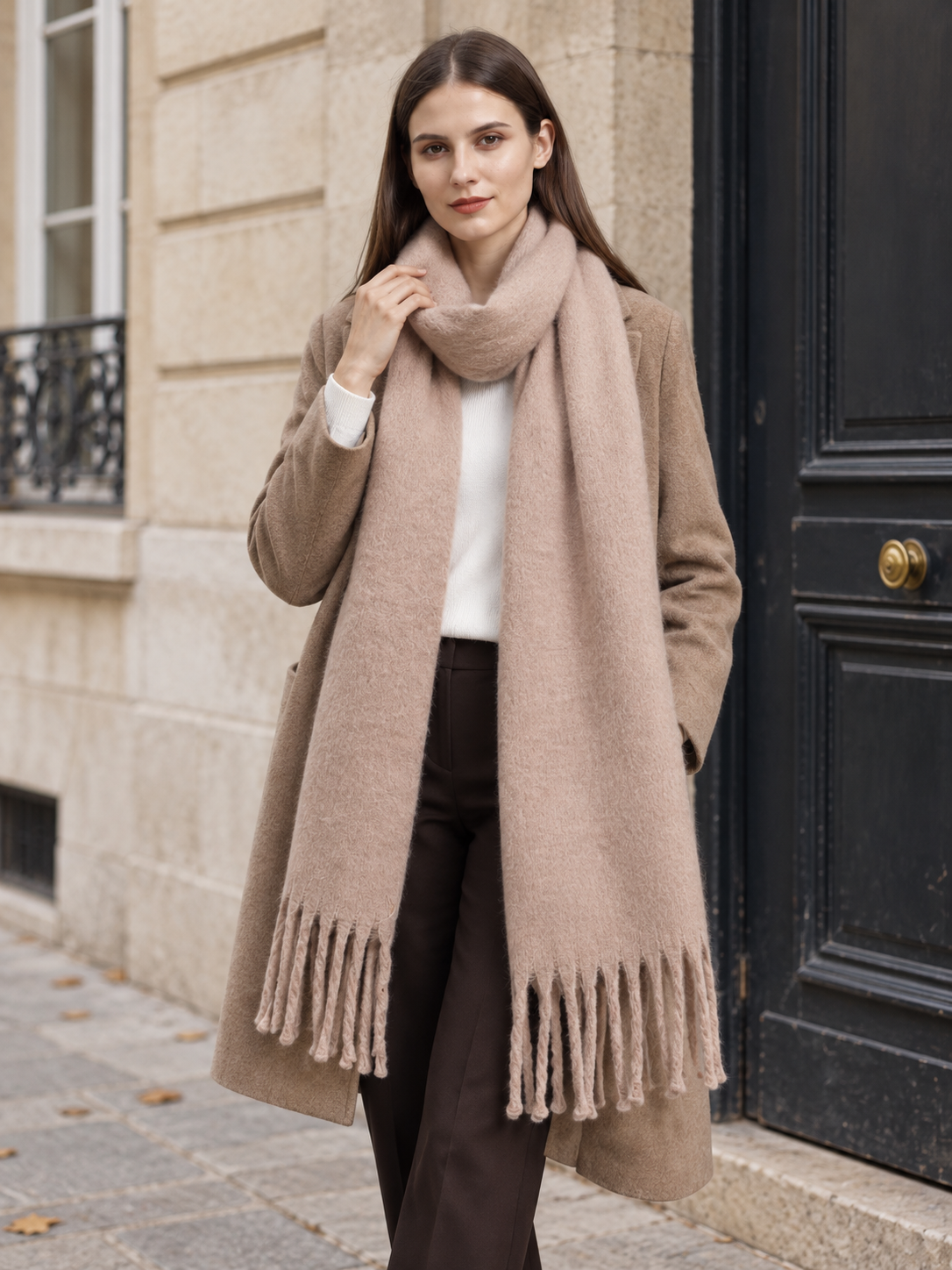 Écharpe unie à longues franges — Éline