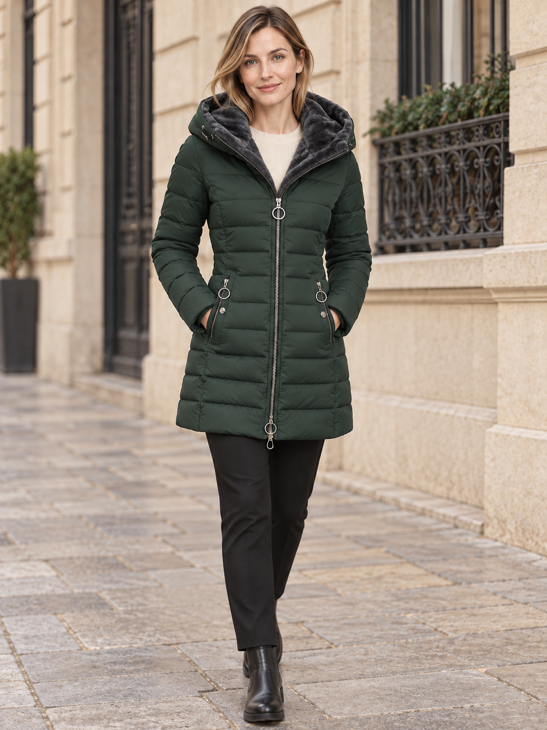 Parka impermeabile con cappuccio foderato — Eugénie