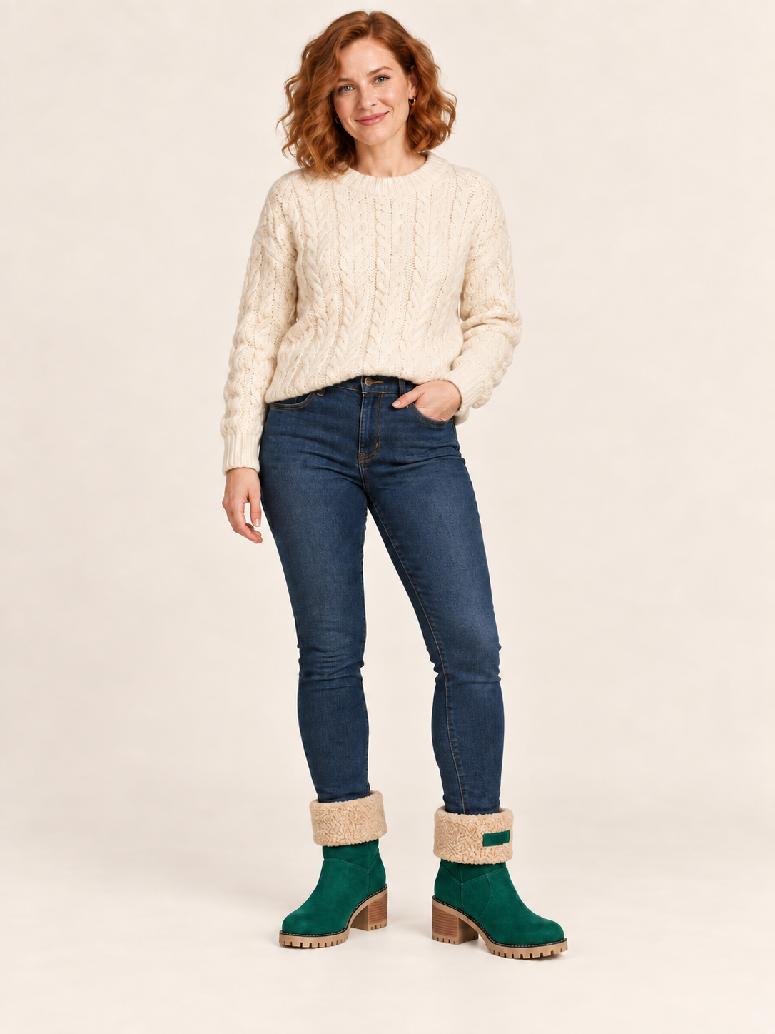 Stivaletti in finta pelle scamosciata con risvolto in sherpa — Florine
