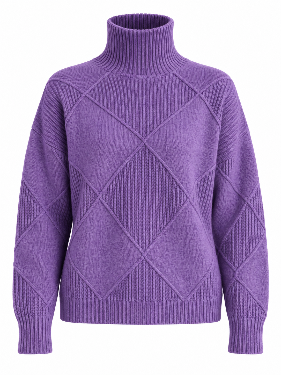 Maglione in lana a rombi con collo alto — Camille